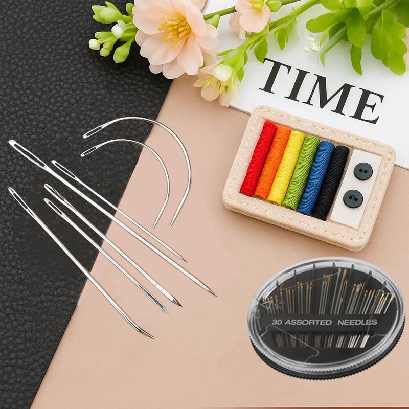 Eketirry 59 Pack Hand Sewing Needles Kit, 51-Assorted Sewing Needles & 5 Pack Heavy Duty Curved Needles with 3 Threaders for Household Sewing, Leather, Upholstery, Carpet, Canvas & Fabric Repair - Image 3